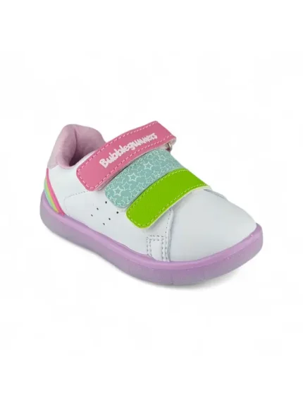 Tenis Niña Velcro Blanco Rosado Bubblegummers - 6327-801