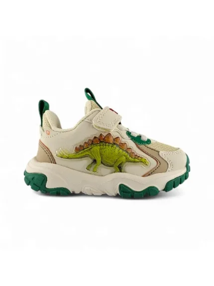 Tenis Dinosaurio Niño Luces Beige Titinos - 6576-97