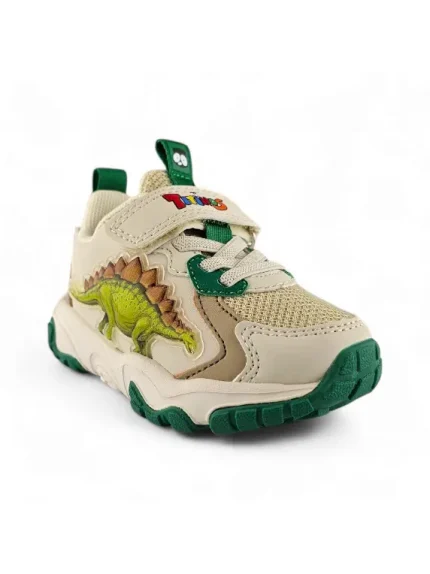 Tenis Dinosaurio Niño Luces Beige Titinos - 6576-97