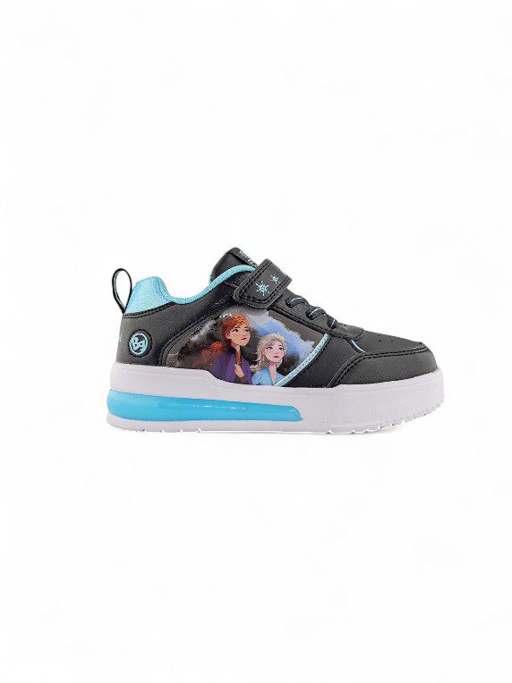 Tenis Frozen Niña Negro Aguamarina Bubblegummers - 6566-1028 (1) Tenis de las Princesas Ana y Elsa de Frozen de Disney en color Negro con Aguamarina marca Bubblegummers