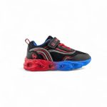 Tenis Luces con Velcro y cordon para niño en color Negro con Rojo marca Bubblegummers