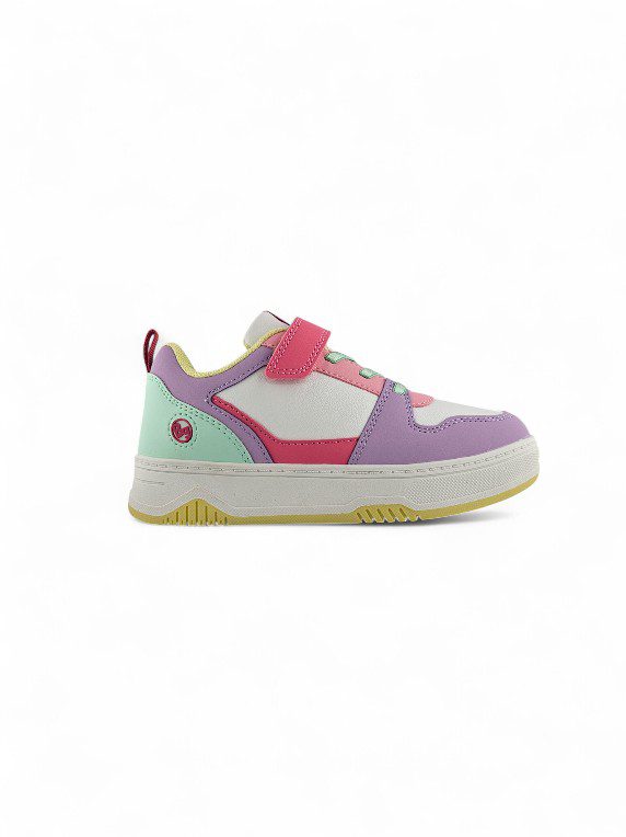 Tenis Velcro Niña Multicolor Sibila - 6565-496 (1) Tenis Velcro y banda elastica Casual para niña en color Blanco con detalles en colores pasteles marca Bubblegummers