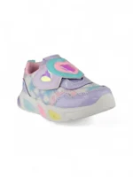 tenis para niña con diseño de corazón en color lila con rosado marca Titinos