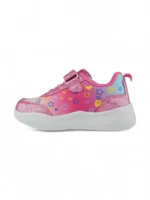 tenis con luces para niña en color fucsia con diseño de estrella marca Titinos