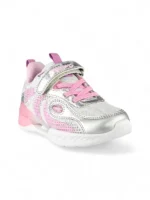 tenis con luces para niña en color plateado con rosado marca Titinos