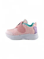 tenis rosados con velcro y luces para niña diseño Minie Mouse marca Bubblegummers