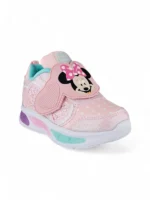 tenis rosados con velcro y luces para niña diseño Minie Mouse marca Bubblegummers