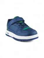 tenis casual con velcro y banda elástica para niño en azul oscuro con verde marca Titinos