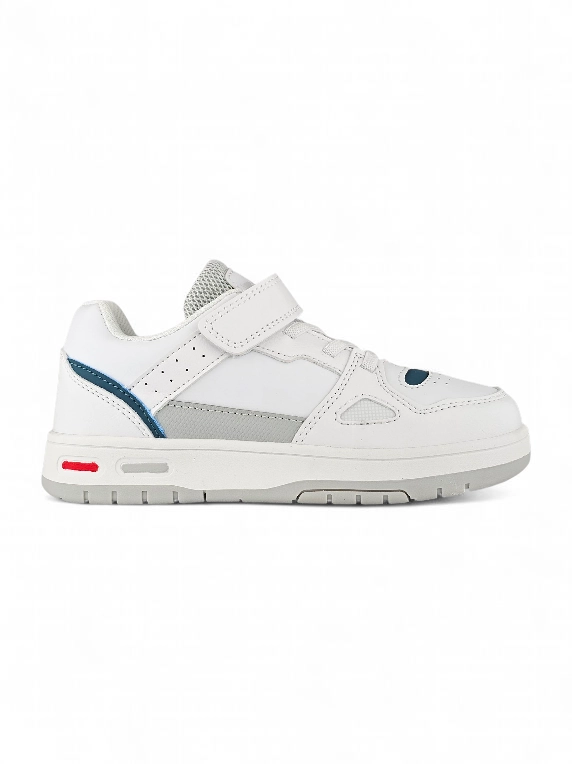Tenis Velcro Niño Blanco Gris Titinos - 6943-61 (1) tenis casual para niño con velcro y banda elástica en color blanco con gris marca Titinos