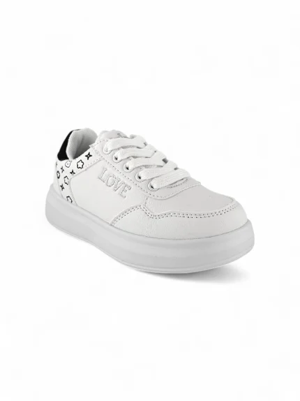 Tenis para niña moda casual en color blanco, diseño moderno y suela liviana marca Titinos referencia 7148-1.