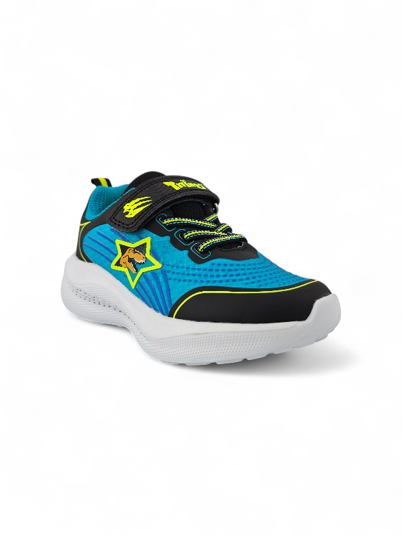 Tenis Niño Dinosaurio Azul con diseño divertido, capellada resistente y suela antideslizante marca Titinos referencia 7153-614.