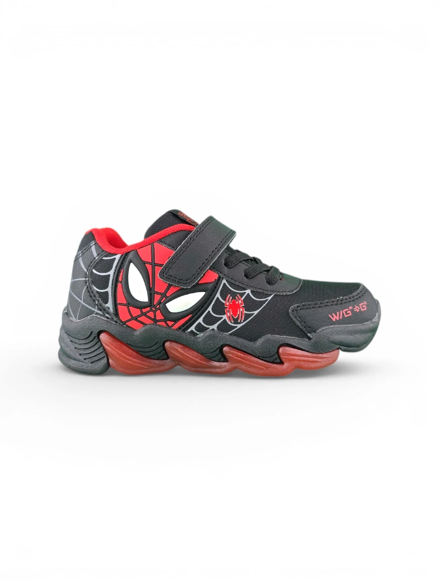 Tenis Niño Luces Spiderman Negro Bubblegummers - 7200-32 (1) Tenis Niño Spiderman Velcro Negro Bubblegummers - Imagen 1